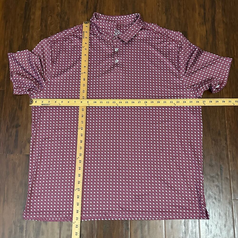 BURLEBO Polo Shirt Maroon Grey Texas All Over Print Performance Golf - Picture 10 of 10